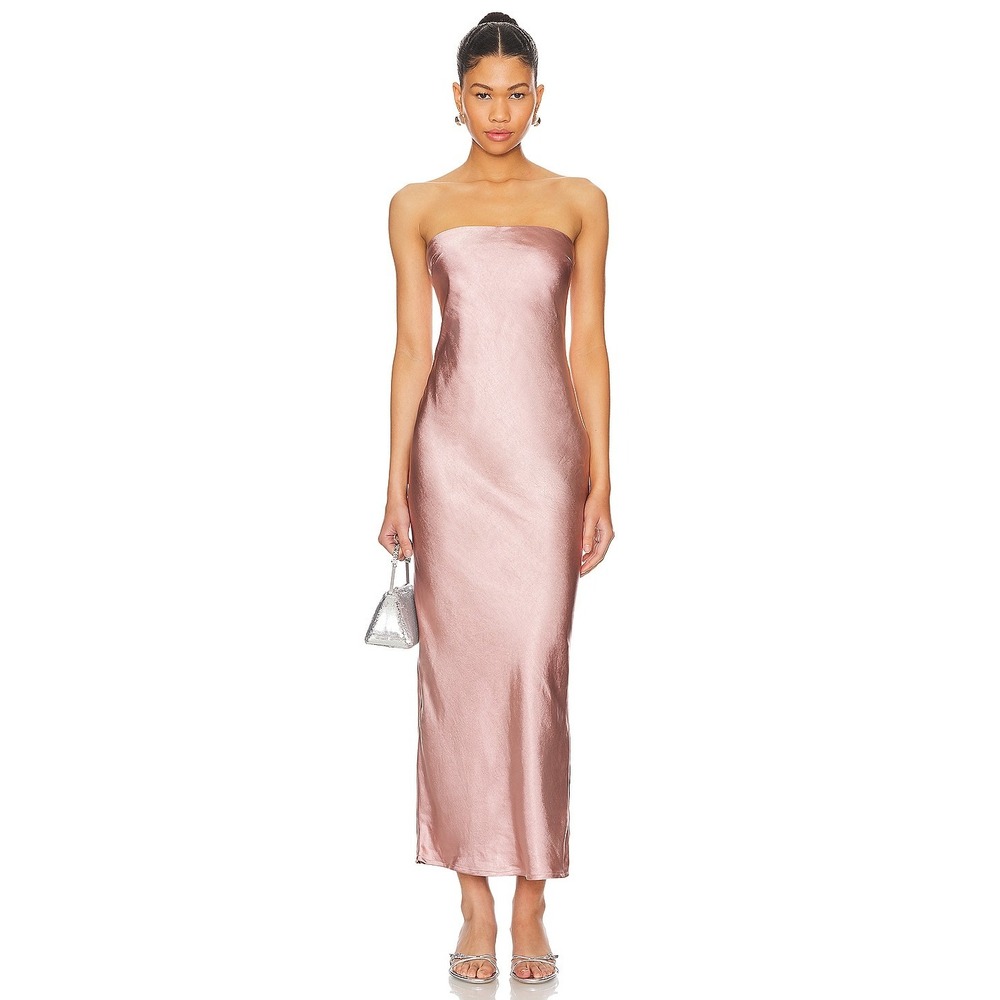 MORE TO COME | NWT Emma Strapless Maxi Dress in Blush Satin‎ XL